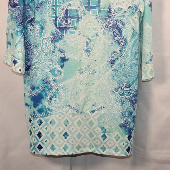 Chico's Zenergy Women's Cold Shoulder‎ Long Sleeve Summer Top Blue Size 3 - Picture 12 of 14